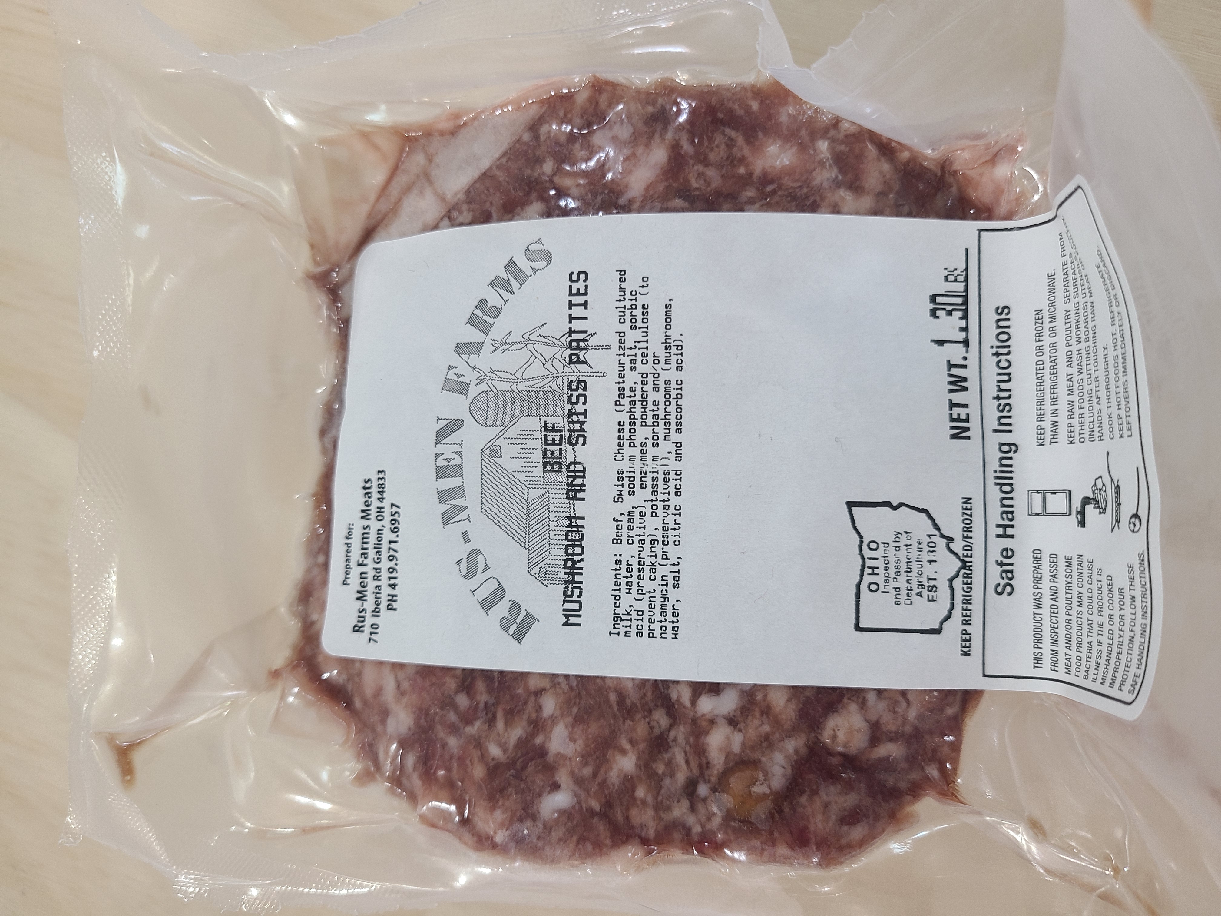 Beef Mushroom Swiss Patties